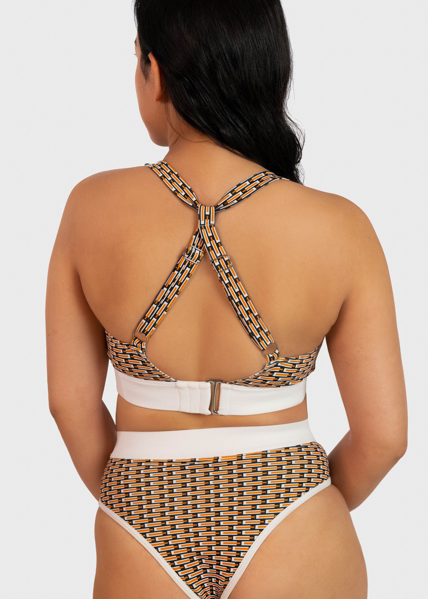 Haut de maillot triangle motif géométrique Vassia