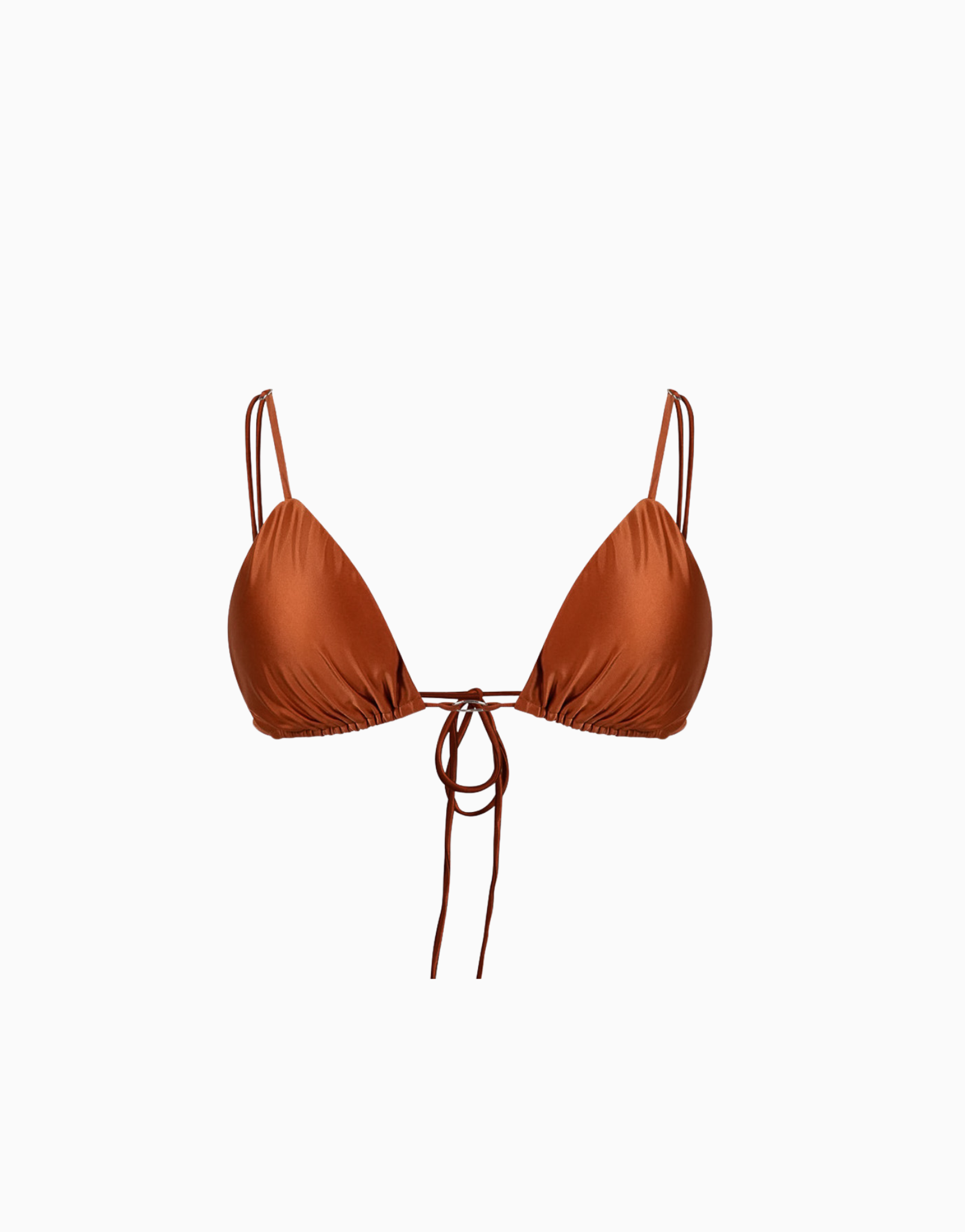 Haut de maillot triangle marron satiné Mélia
