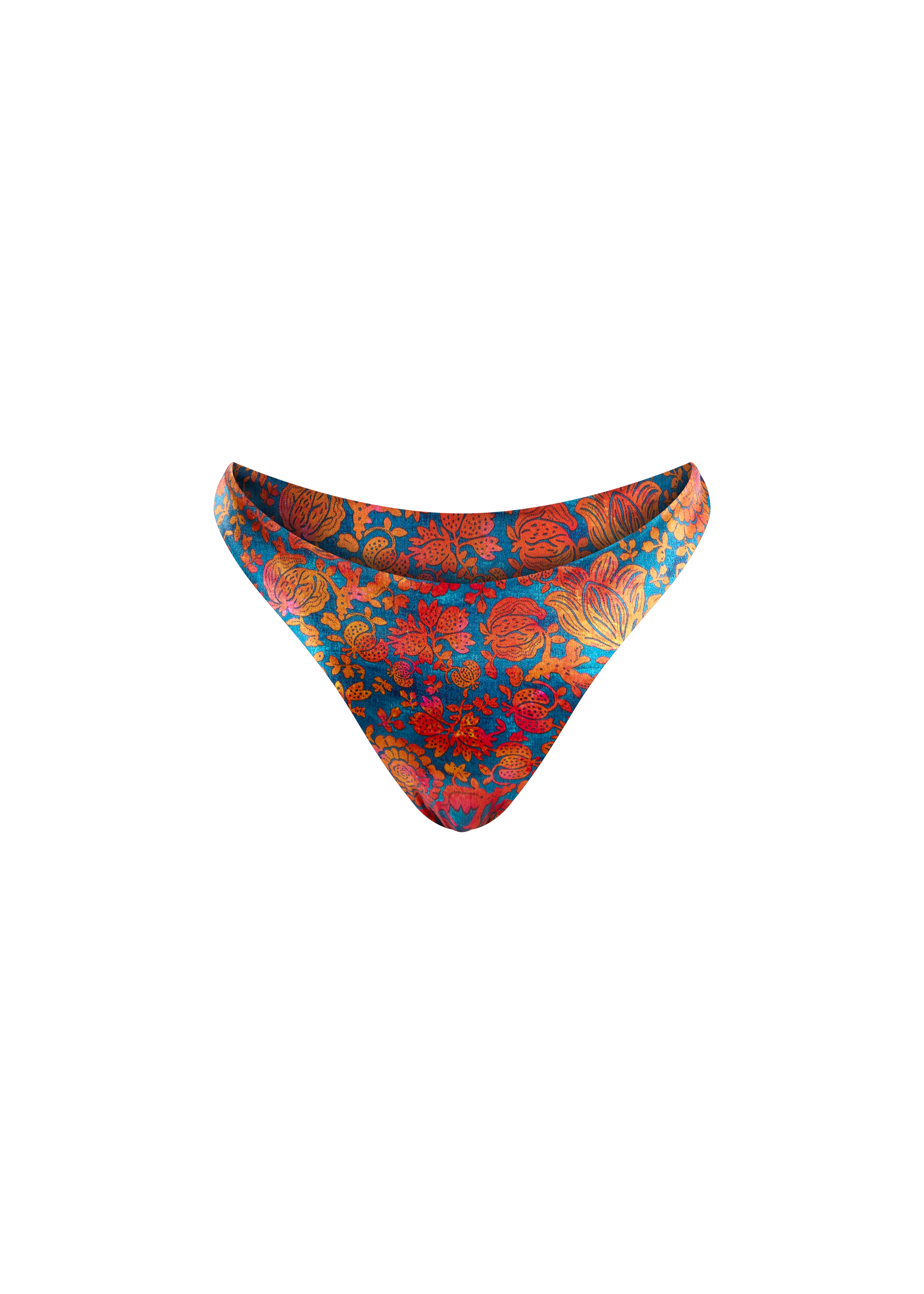 Culotte échancrée de maillot de bain à motif satiné