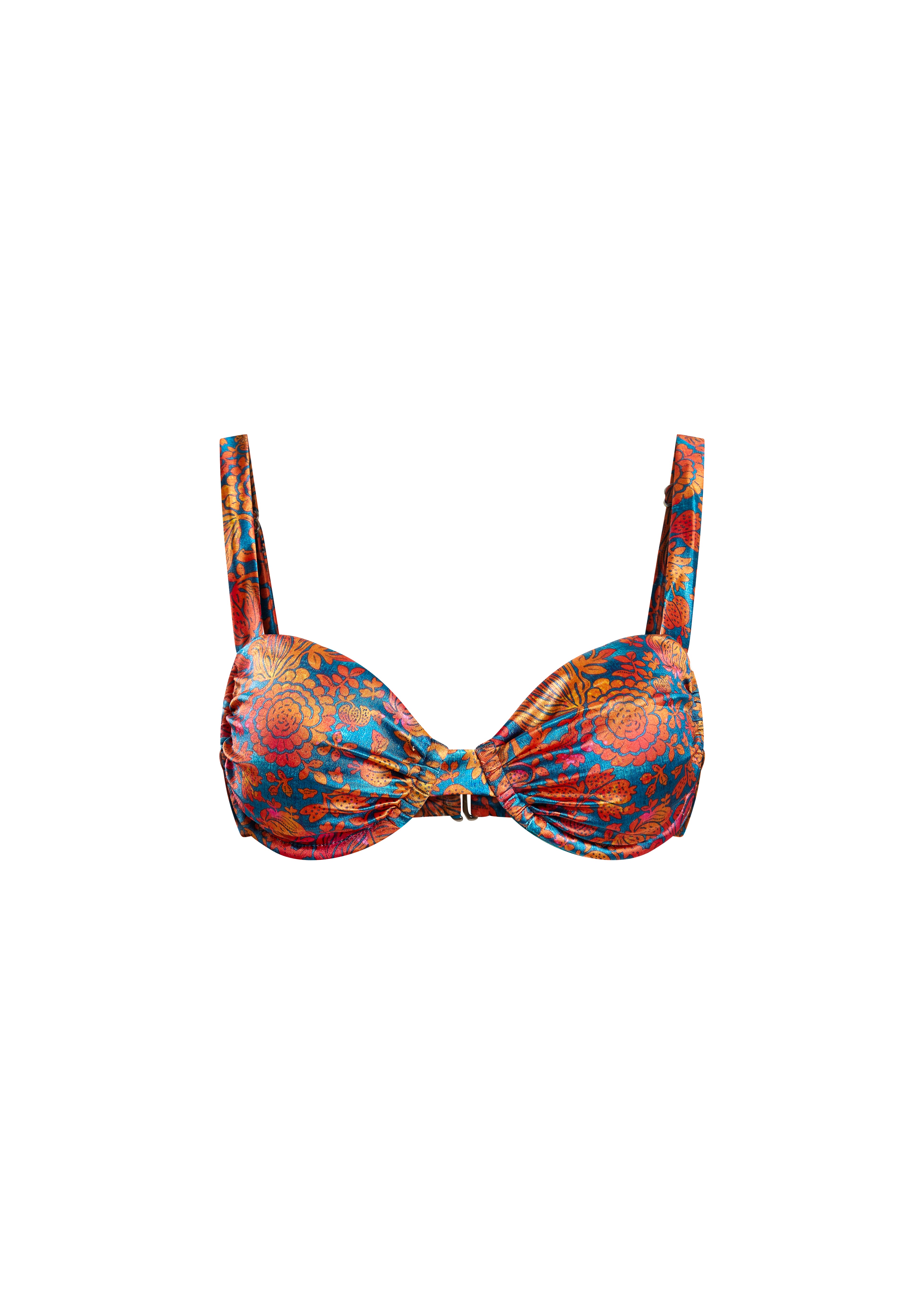 Haut de maillot de bain balconnet froncé à motif satiné