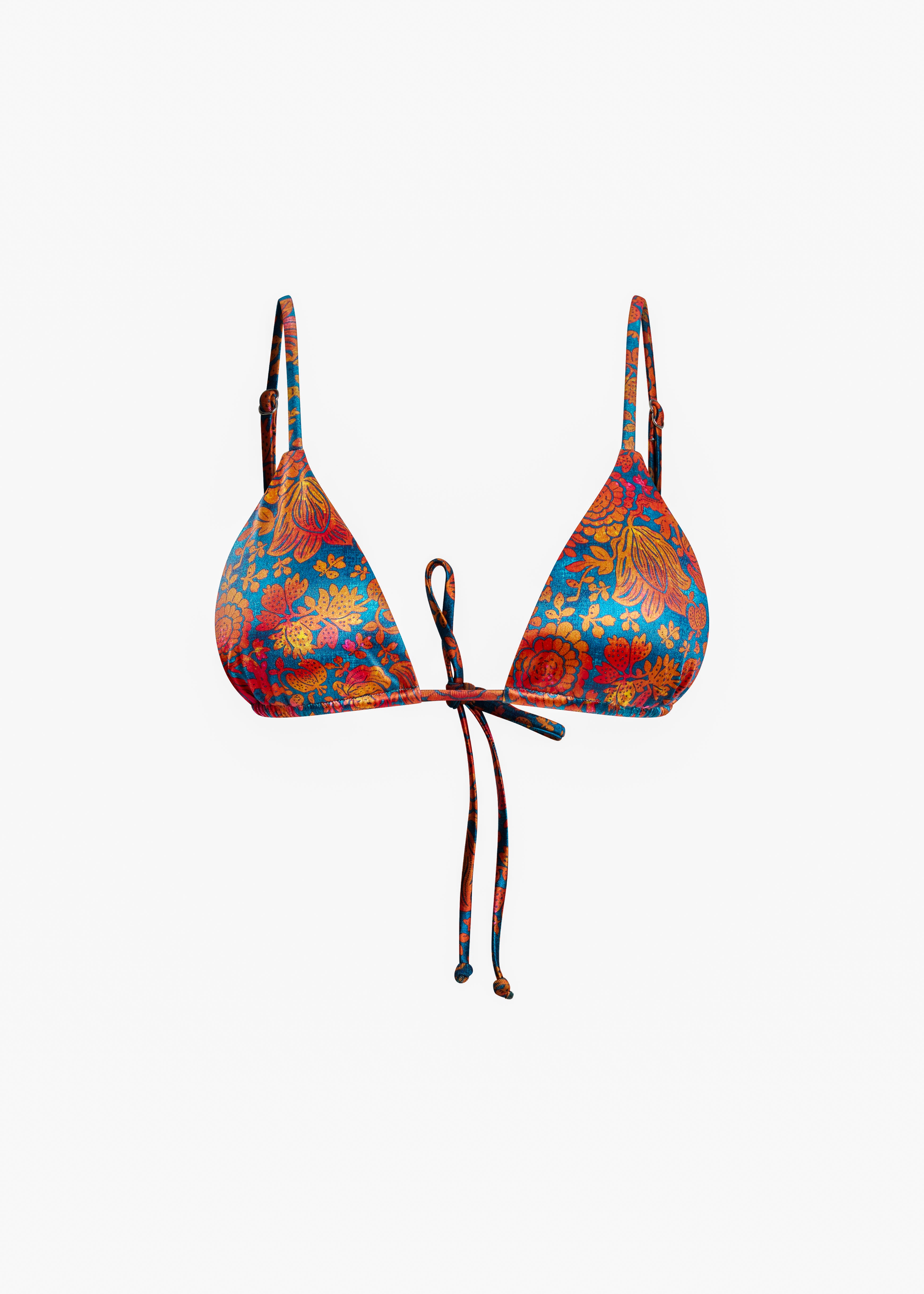 Haut de bikini triangle imprimé satiné