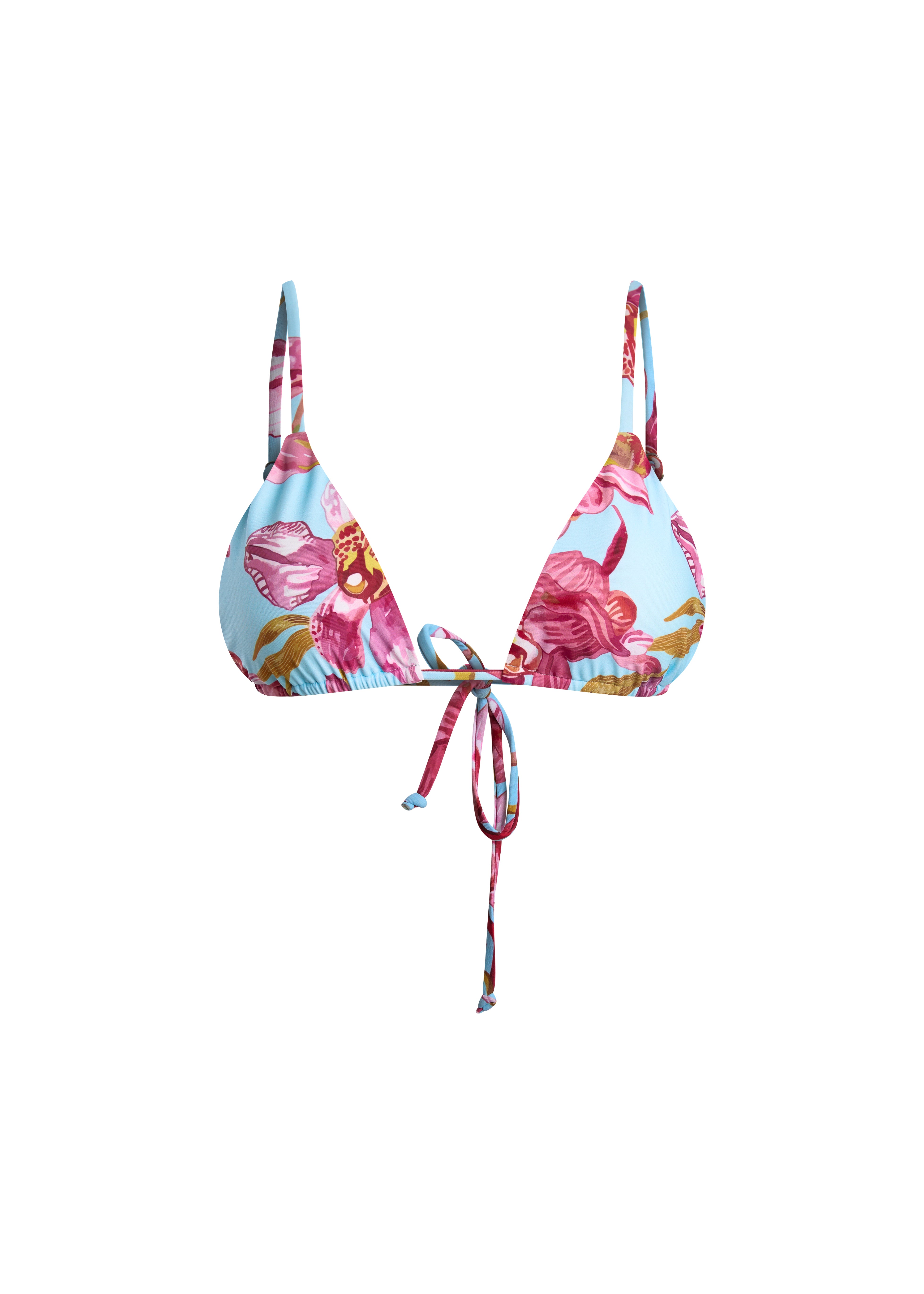 Haut triangle bleu et rose motif fleuri