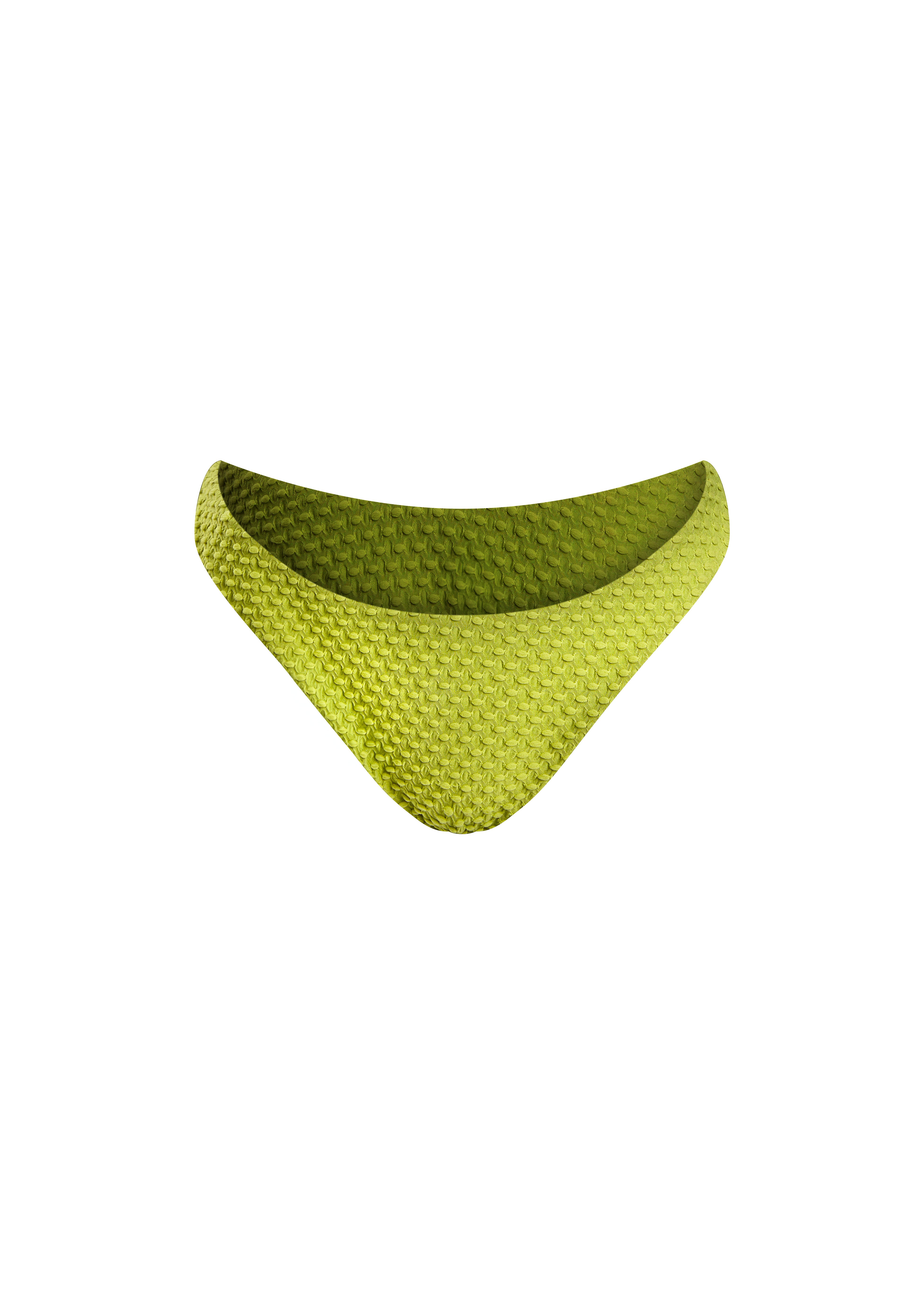 Bas de maillot de bain échancré vert électrique texturé