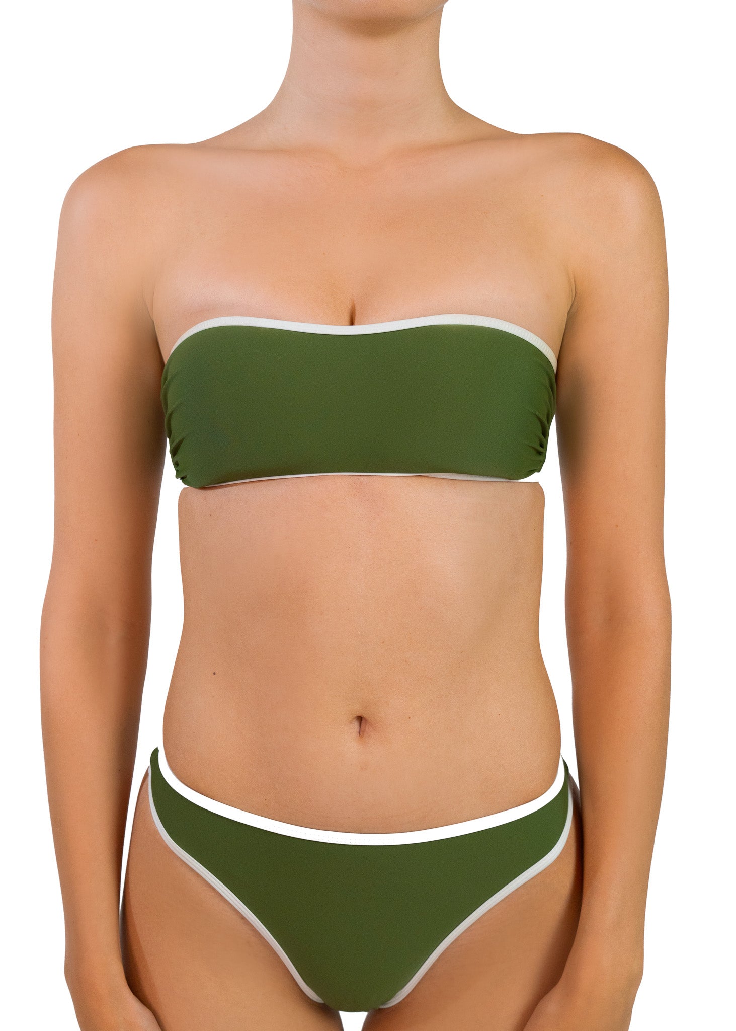 Haut de maillot bandeau vert et blanc