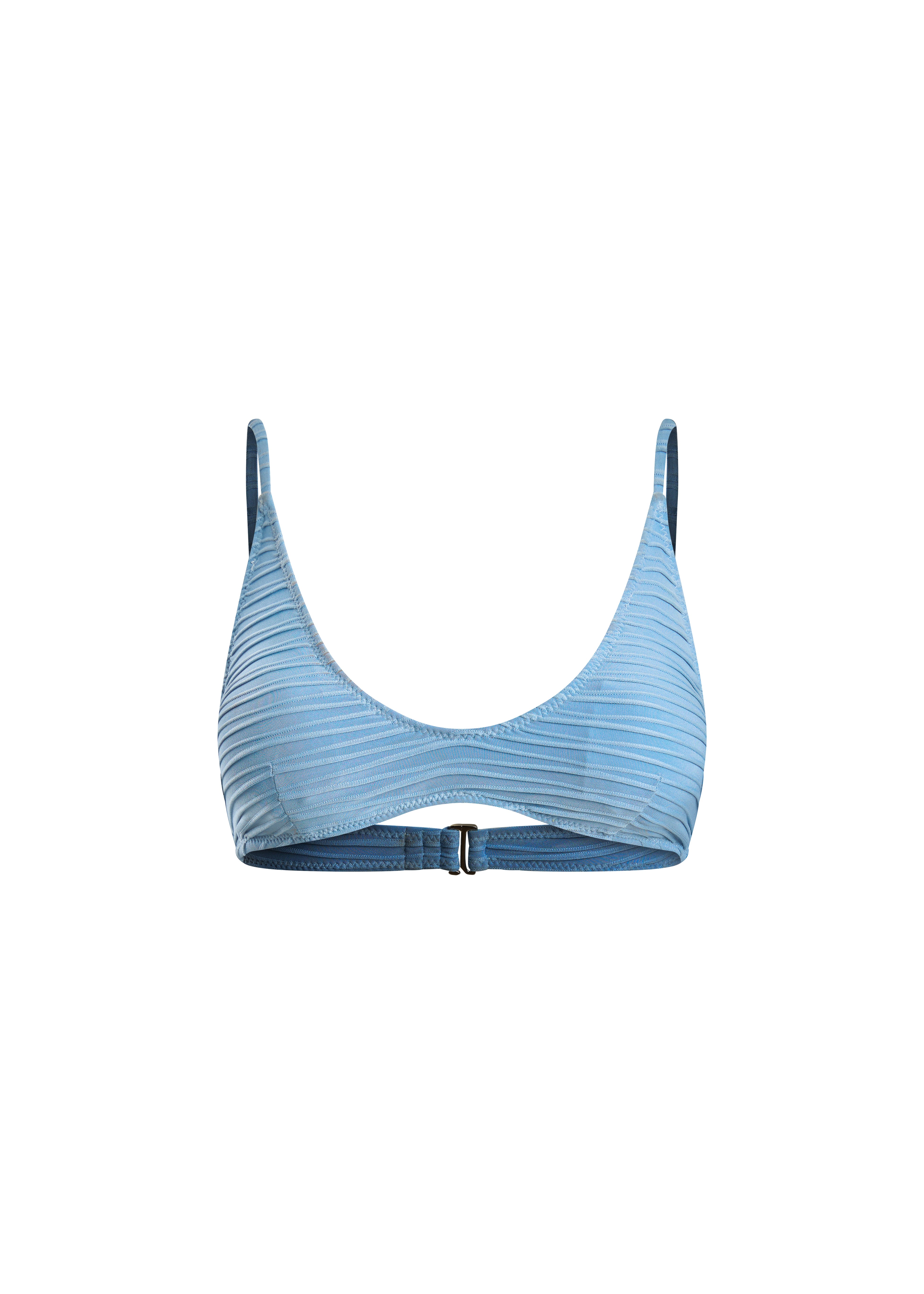 Haut de maillot de bain brassière bleu texturé